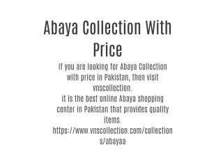 Abaya Collection With Price