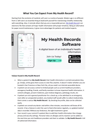 what you can expect from my health record