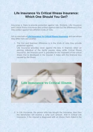 Do you know about Critical illness insurance & Life insurance