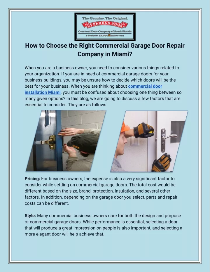 how to choose the right commercial garage door