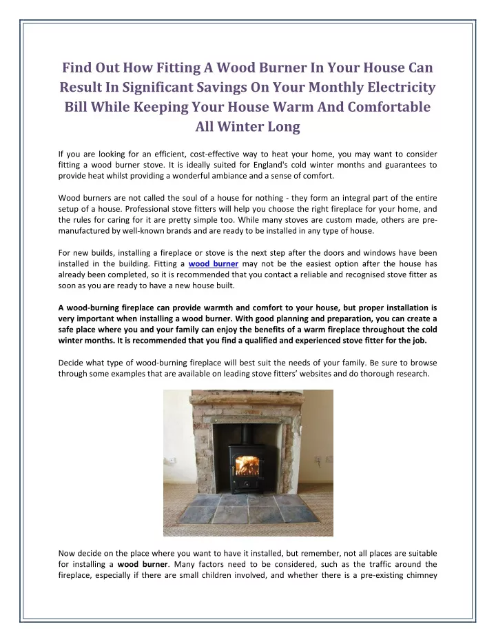find out how fitting a wood burner in your house