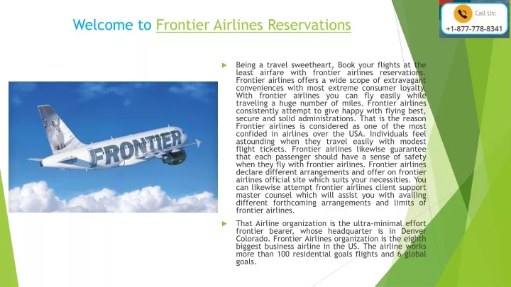 welcome to frontier airlines reservations