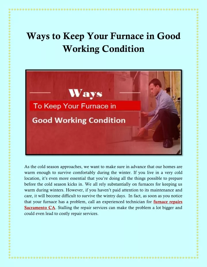 ways to keep your furnace in good working