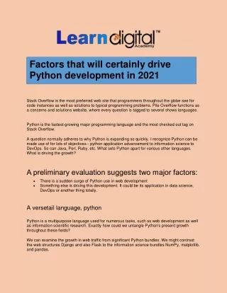 Factors that will certainly drive Python development in 2021