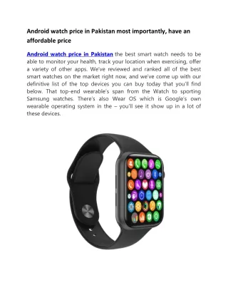 android watch price in pakistan most importantly