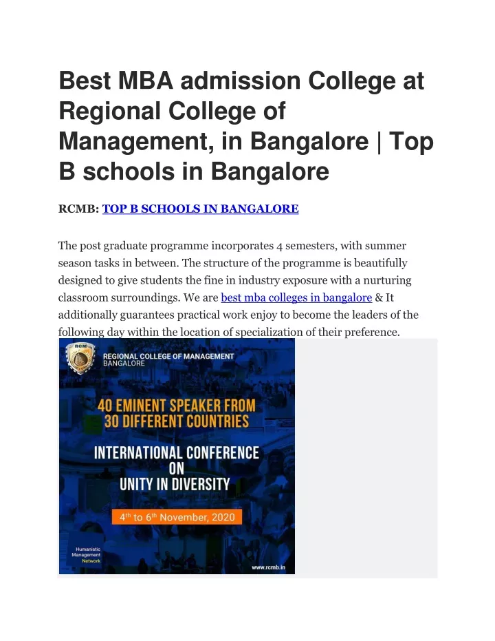 best mba admission college at regional college