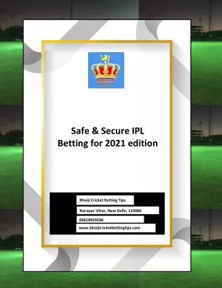 Safe & Secure IPL Betting for 2021 edition