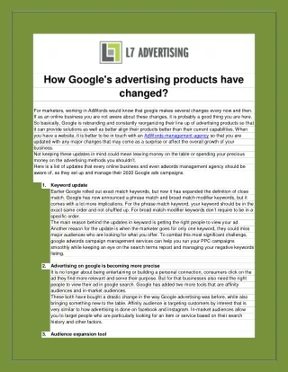 How Google's advertising products have changed?