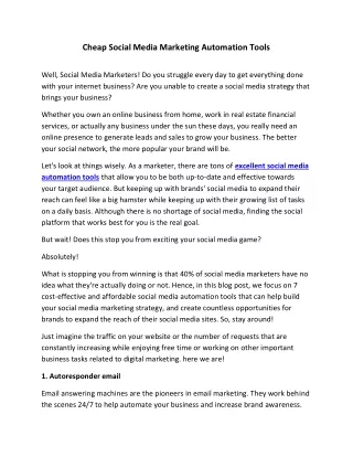 cheap social media marketing automation tools