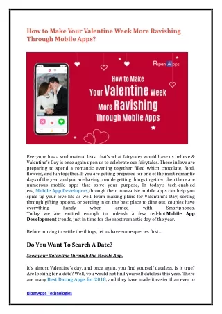 How to Make Your Valentine Week More Ravishing Through Mobile Apps?