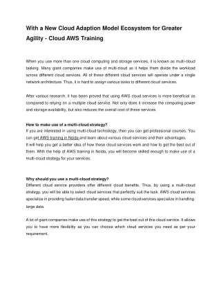 with a new cloud adaption model ecosystem