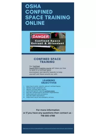 Confined Space Training Online