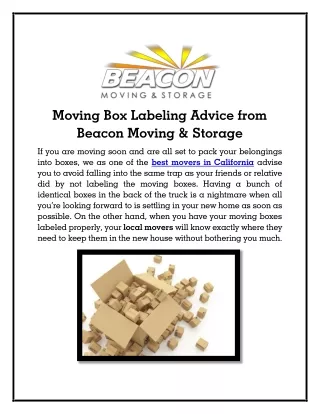 Moving Box Labeling Advice from Beacon Moving & Storage