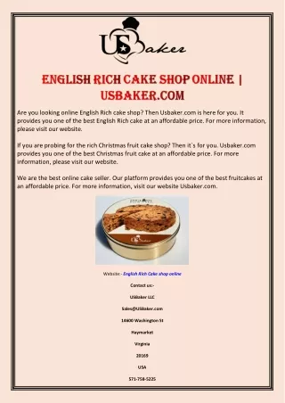 English Rich Cake shop online | Usbaker.com