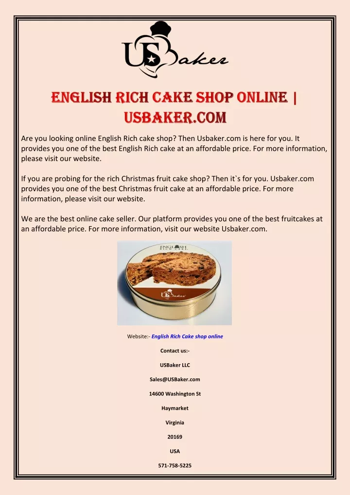 are you looking online english rich cake shop