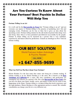 Are You Curious To Know About Your Fortune? Best Psychic In Dallas Will Help You