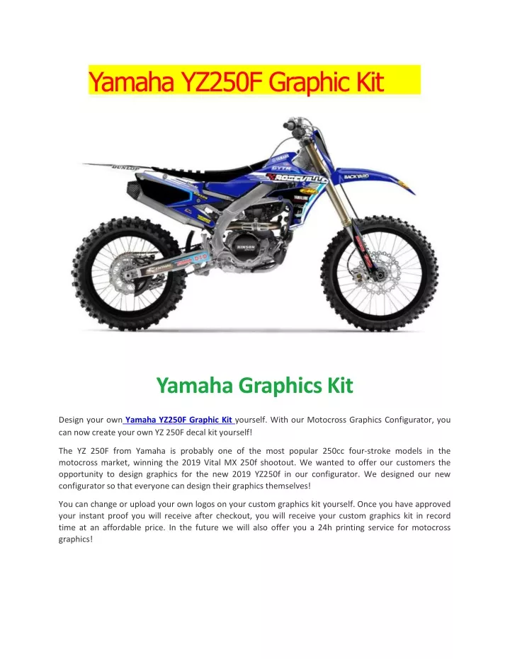 yamaha yz250f graphic kit
