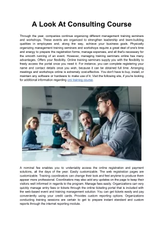a look at consulting course