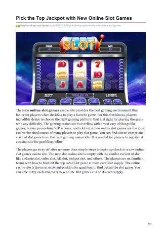 pick the top jackpot with new online slot games