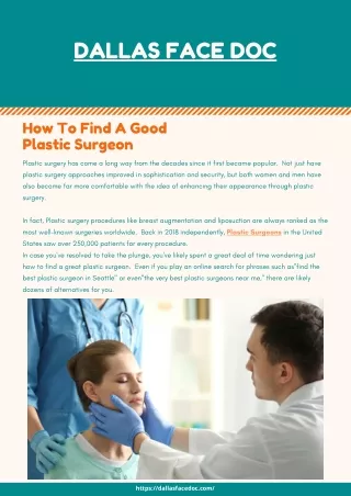 How To Find A Good Plastic Surgeon