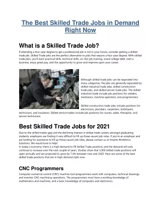 The Best Skilled Trade Jobs in Demand Right Now