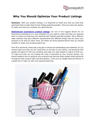why you should optimize your product listings