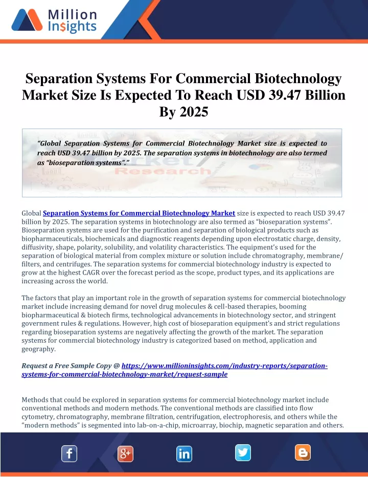 separation systems for commercial biotechnology