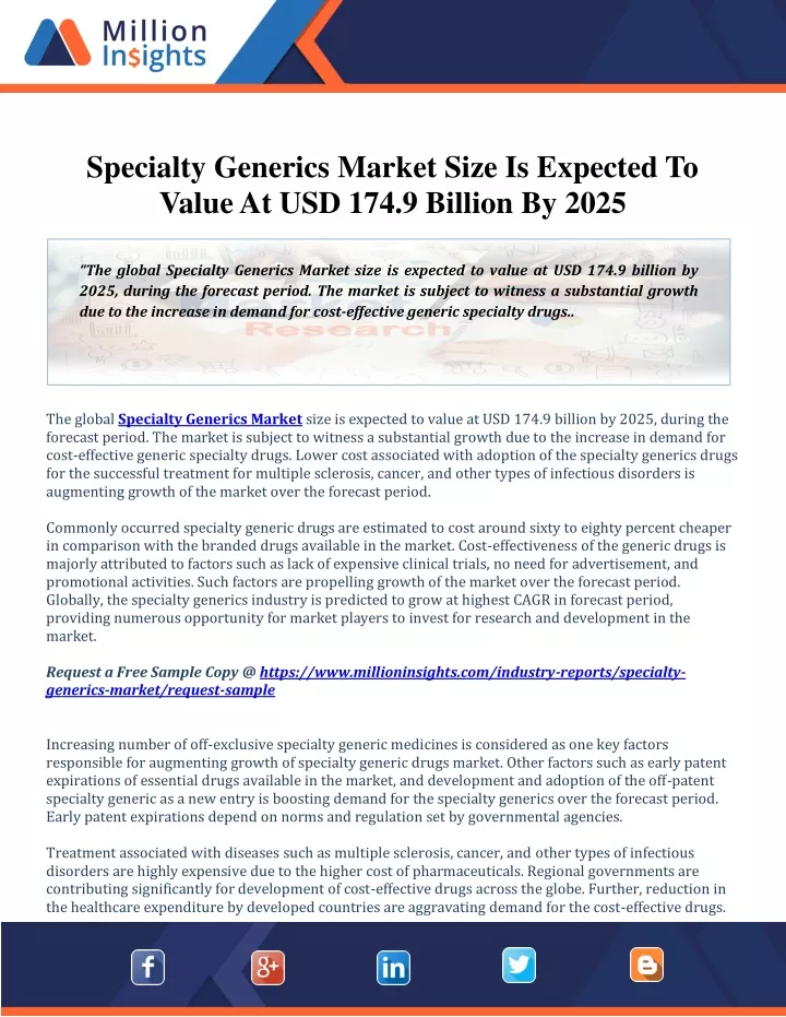 specialty generics market size is expected