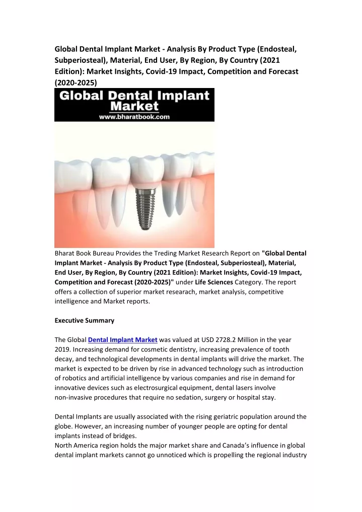 global dental implant market analysis by product