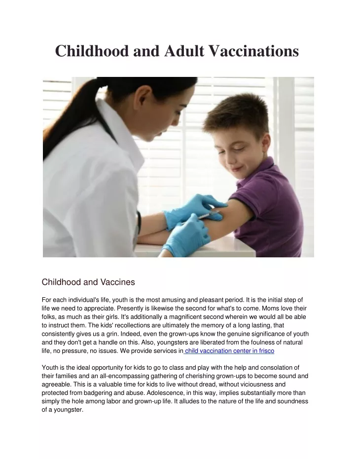 childhood and adult vaccinations