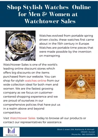 Shop Stylish Watches Online for Men & Women at Watchtower Sales