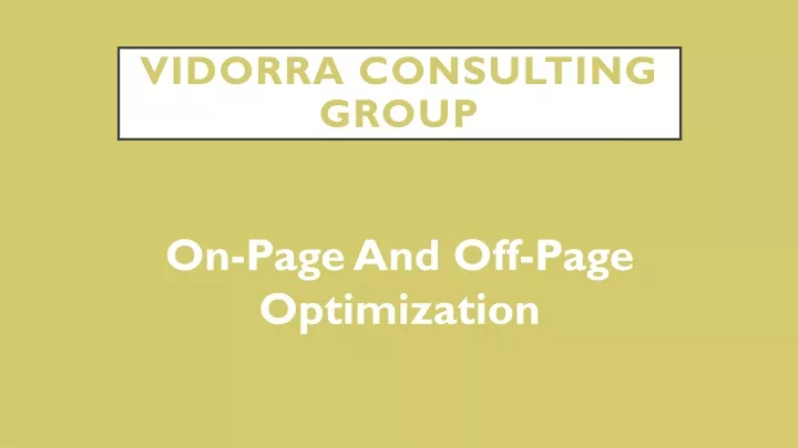 vidorra consulting group