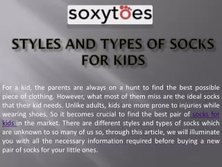 styles and types of socks for kids