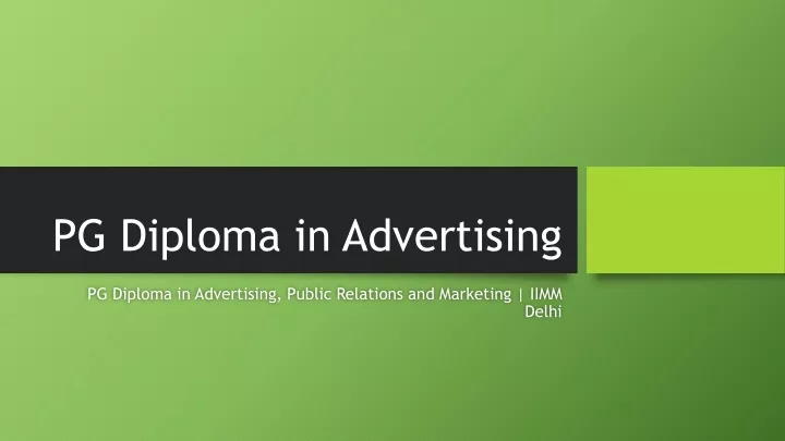 pg diploma in advertising