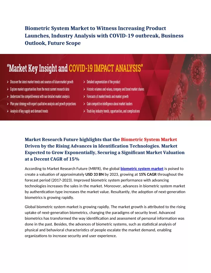 biometric system market to witness increasing