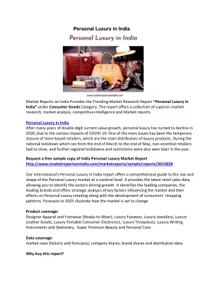 personal luxury in india