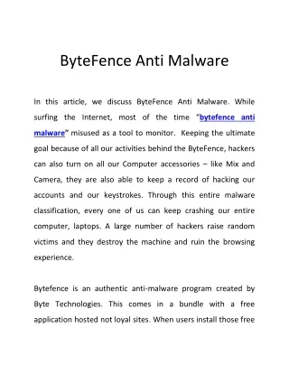 ByteFence Anti Malware