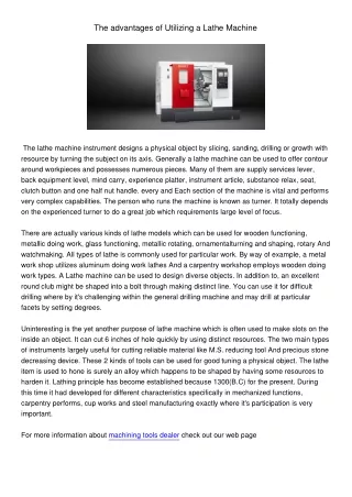the advantages of utilizing a lathe machine