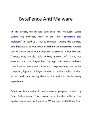 ByteFence Anti Malware