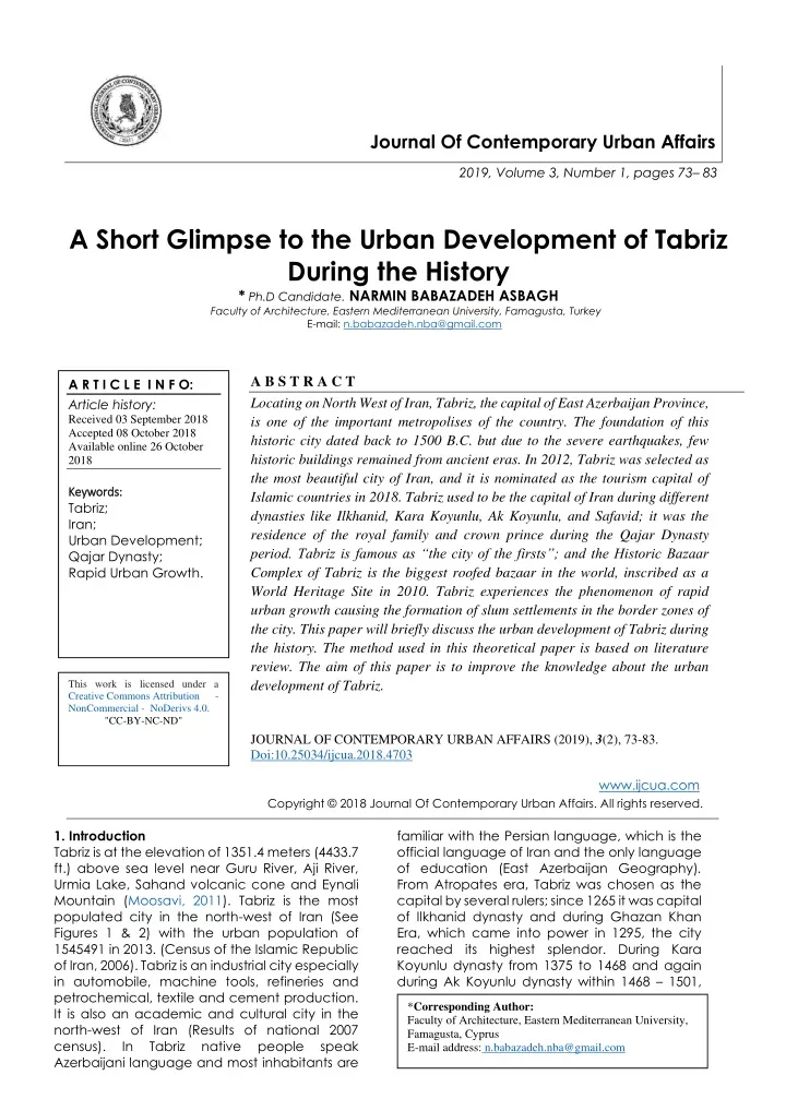journal of contemporary urban affairs