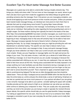 excellent tips for much better massage and better