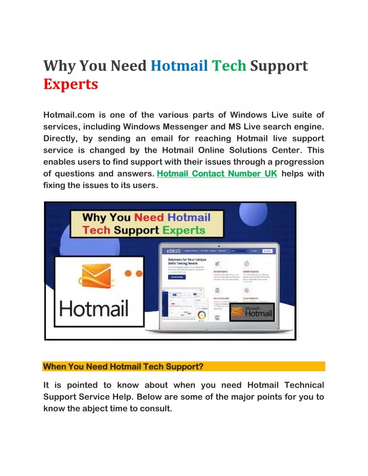 why you need hotmail tech support experts