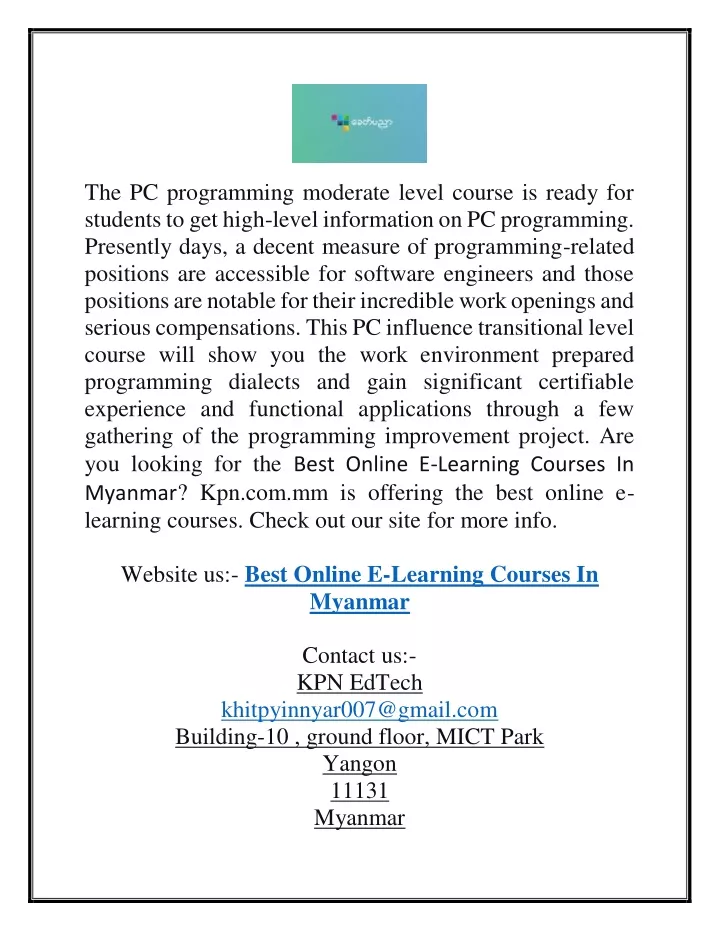 the pc programming moderate level course is ready