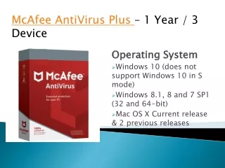mcafee antivirus plus 1 year 3 device