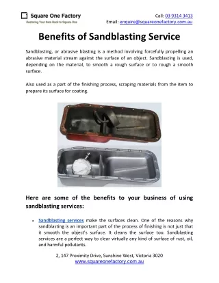 Benefits of sandblasting service