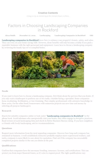 Factors in Choosing Landscaping Companies in Rockford