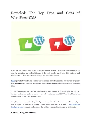 revealed the top pros and cons of wordpress cms