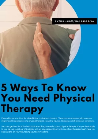 5 Ways To Know You Need Physical Therapy