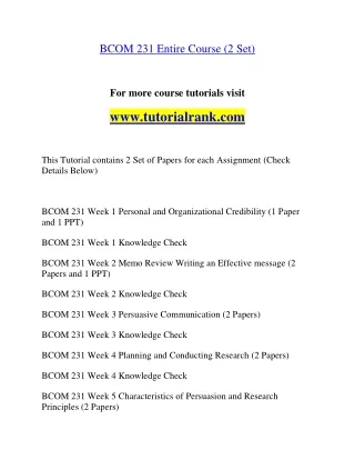 BCOM 231  Education Organization- tutorialrank.com