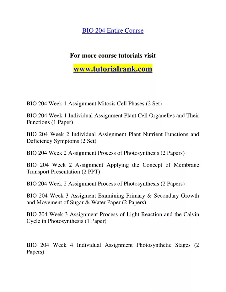 bio 204 entire course